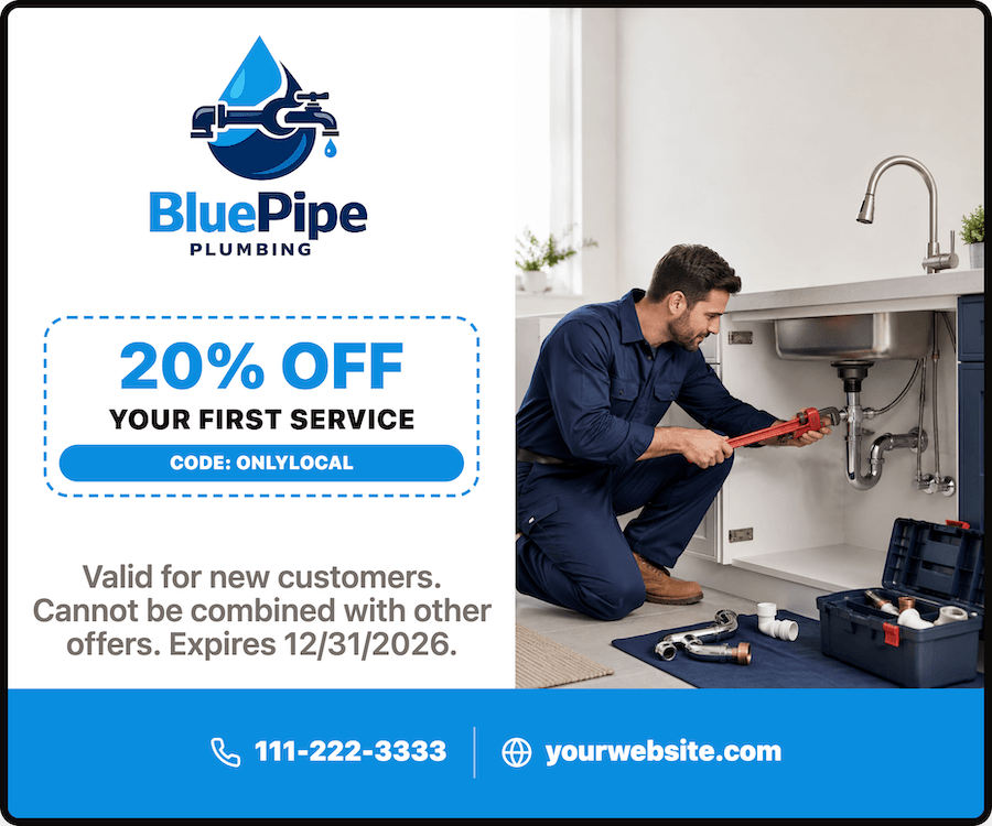 BluePipe Plumbing coupon ad example